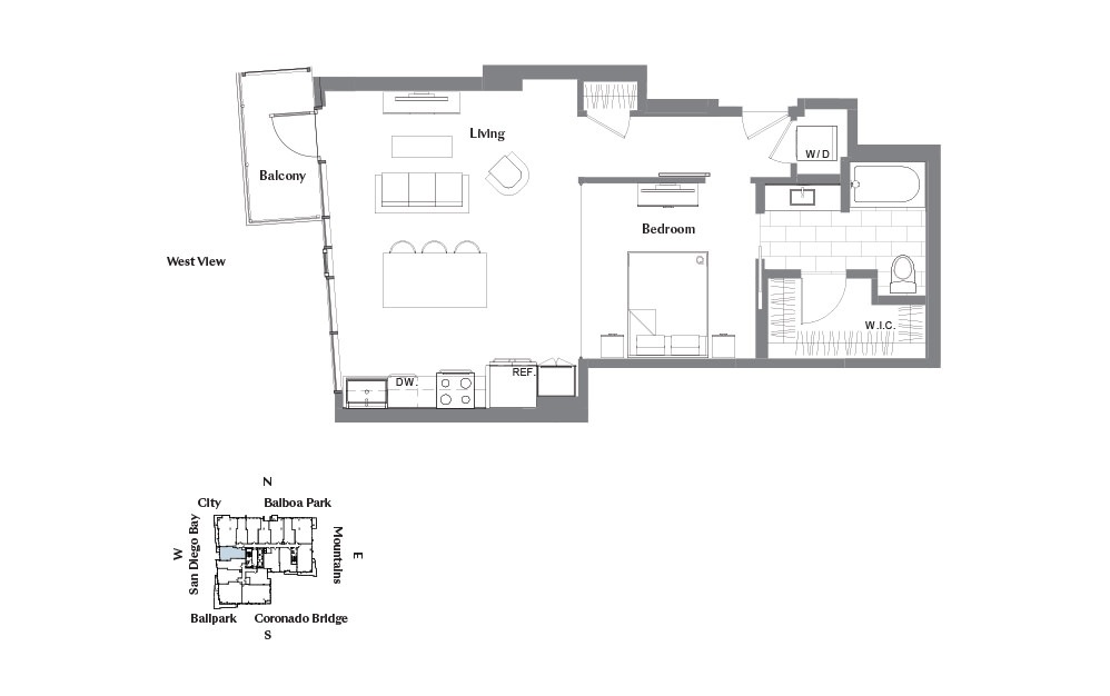 1C - 1 bedroom floorplan layout with 1 bath and 780 square feet.