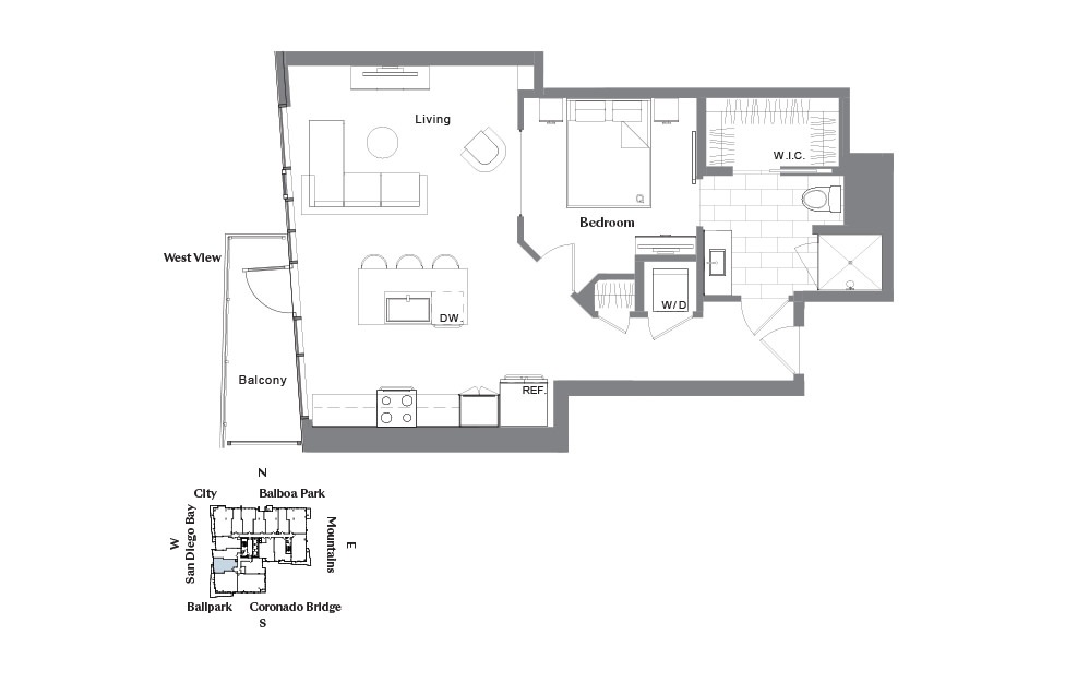 1D - 1 bedroom floorplan layout with 1 bath and 780 square feet. 1D - 1 bedroom floorplan layout with 1 bath and 780 square feet.