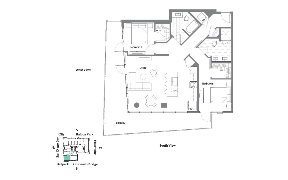 2B - 2 bedroom floorplan layout with 2 baths and 1203 square feet. 2B - 2 bedroom floorplan layout with 2 baths and 1203 square feet.